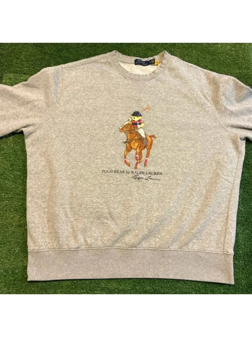 Ralph Lauren Polo sweatshirt mens XL gray bear big pony crewneck fleece casual
